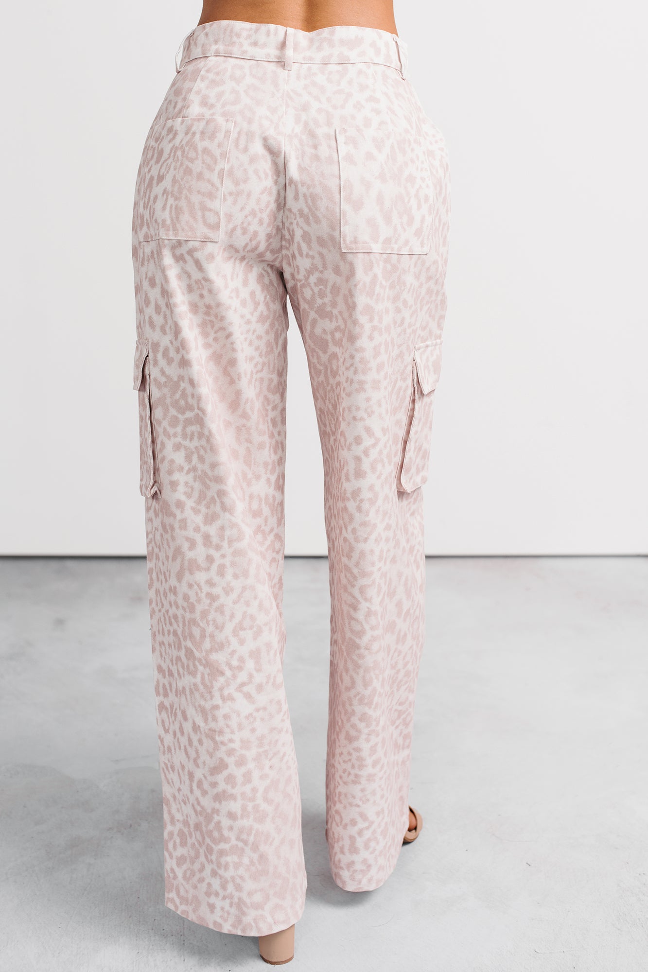 Reyna Wide Leg Leopard Cargo Jeans (Pink/White) - NanaMacs