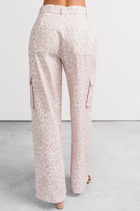 Reyna Wide Leg Leopard Cargo Jeans (Pink/White) - NanaMacs