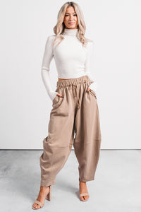 Wandering Home Braided Tie Barrel Sweatpants (Taupe) - NanaMacs