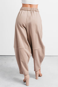 Wandering Home Braided Tie Barrel Sweatpants (Taupe) - NanaMacs