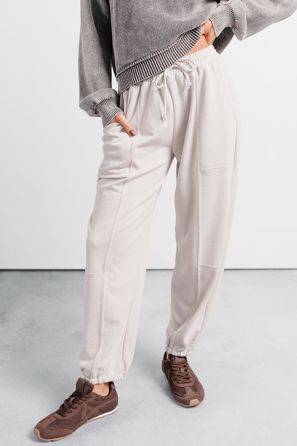 Casual Darling High Rise Jogger Sweatpants (Oat)