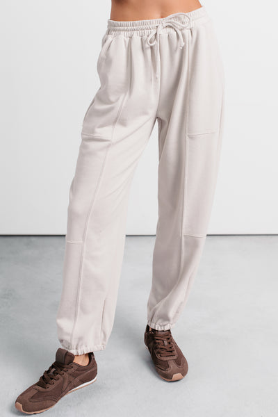 Casual Darling High Rise Jogger Sweatpants (Oat)