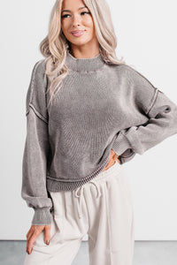 Slow & Settled Acid Wash Knit Sweater (Plum) - NanaMacs