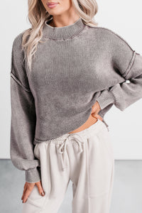 Slow & Settled Acid Wash Knit Sweater (Plum) - NanaMacs
