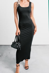 Fine & Mine Sleeveless Bodycon Maxi Dress (Black)