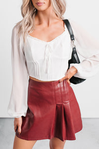 Forever This Way Lace Trim Peasant Blouse (Ivory) - NanaMacs