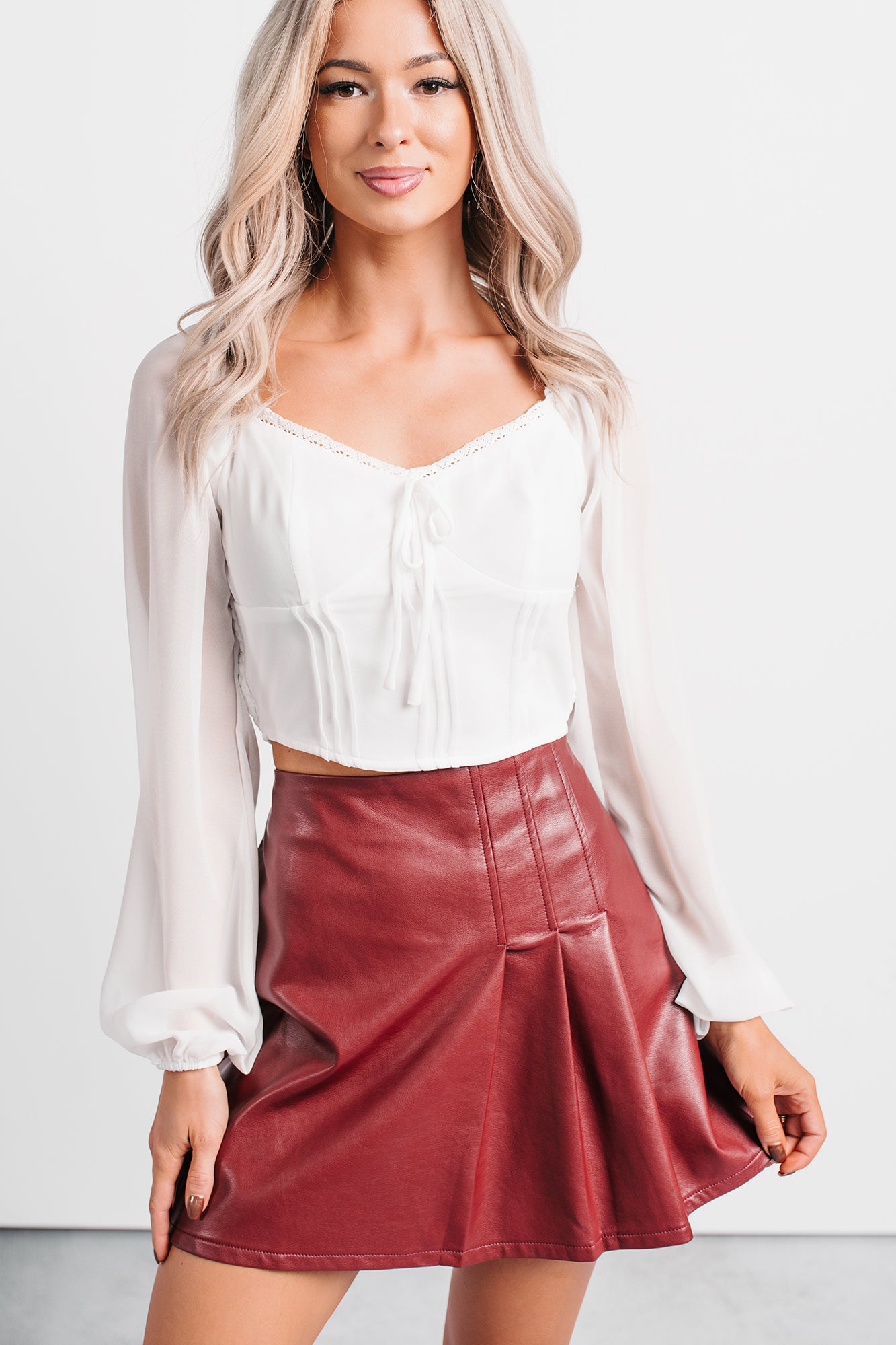 Forever This Way Lace Trim Peasant Blouse (Ivory) - NanaMacs