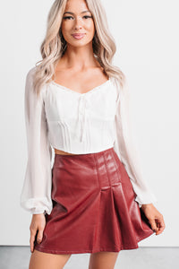 Forever This Way Lace Trim Peasant Blouse (Ivory) - NanaMacs