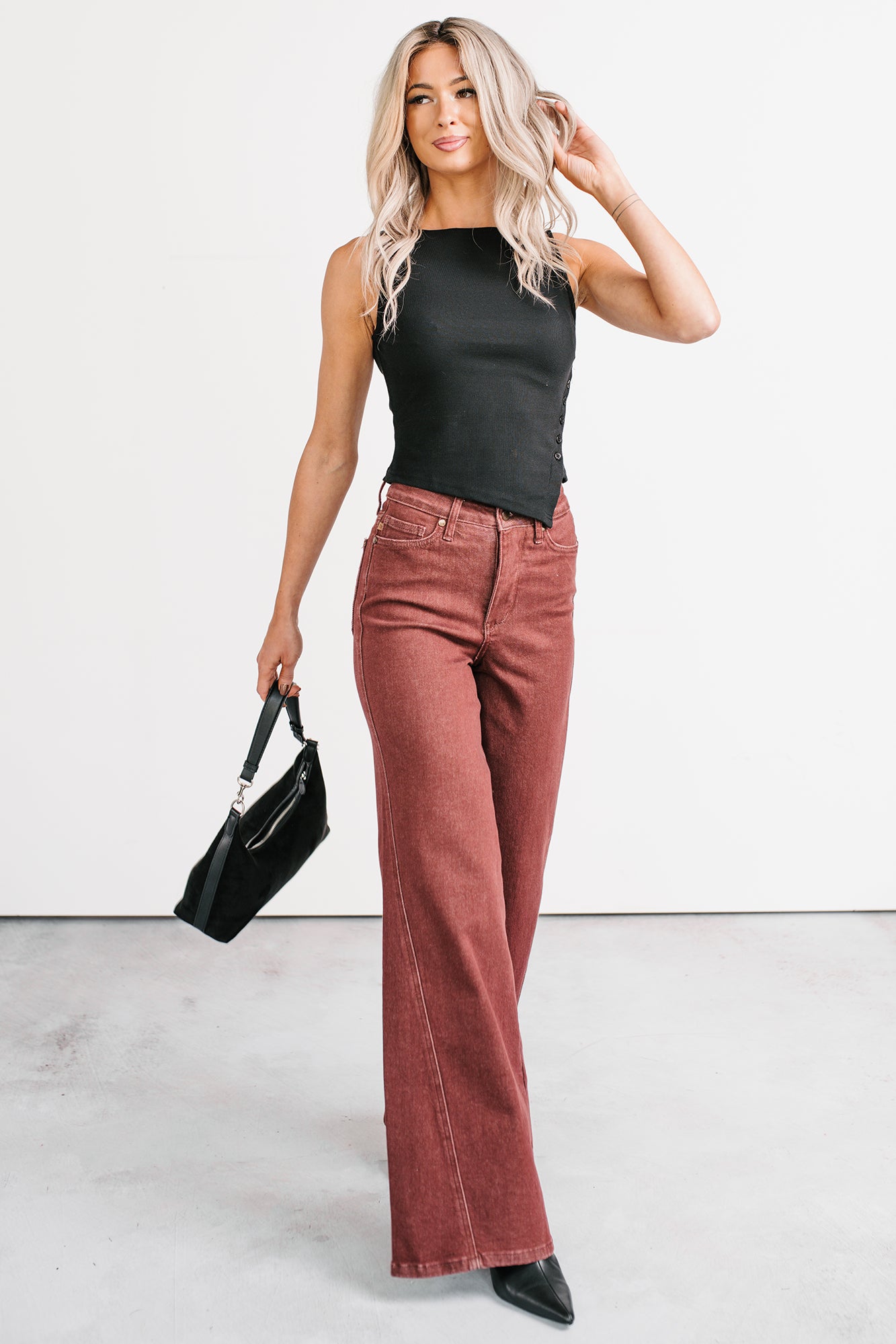 Love Letter Asymmetrical Hem Tank Top (Black) - NanaMacs