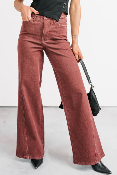 Delgado Wide Leg Judy Blue Jeans (Burgundy)