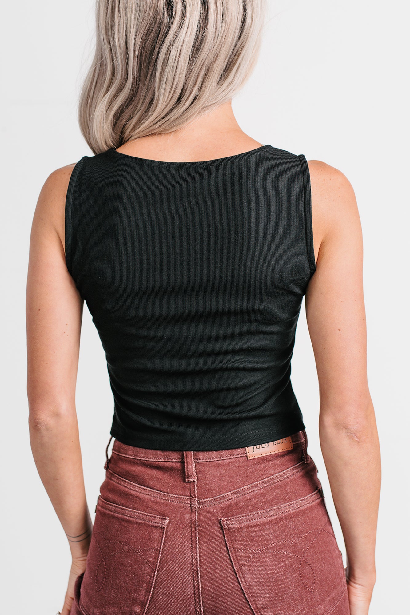 Love Letter Asymmetrical Hem Tank Top (Black) - NanaMacs