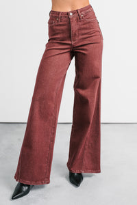Delgado Wide Leg Judy Blue Jeans (Burgundy) - NanaMacs