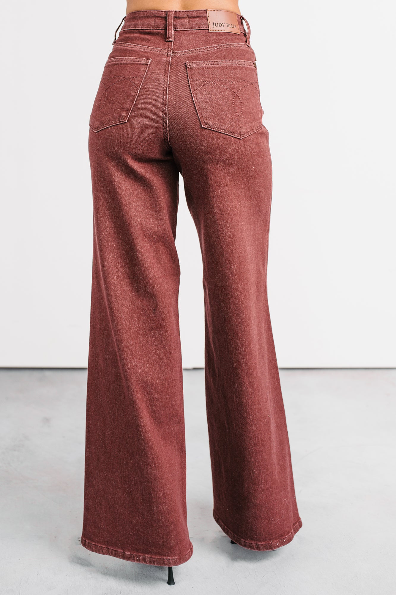 Delgado Wide Leg Judy Blue Jeans (Burgundy) - NanaMacs