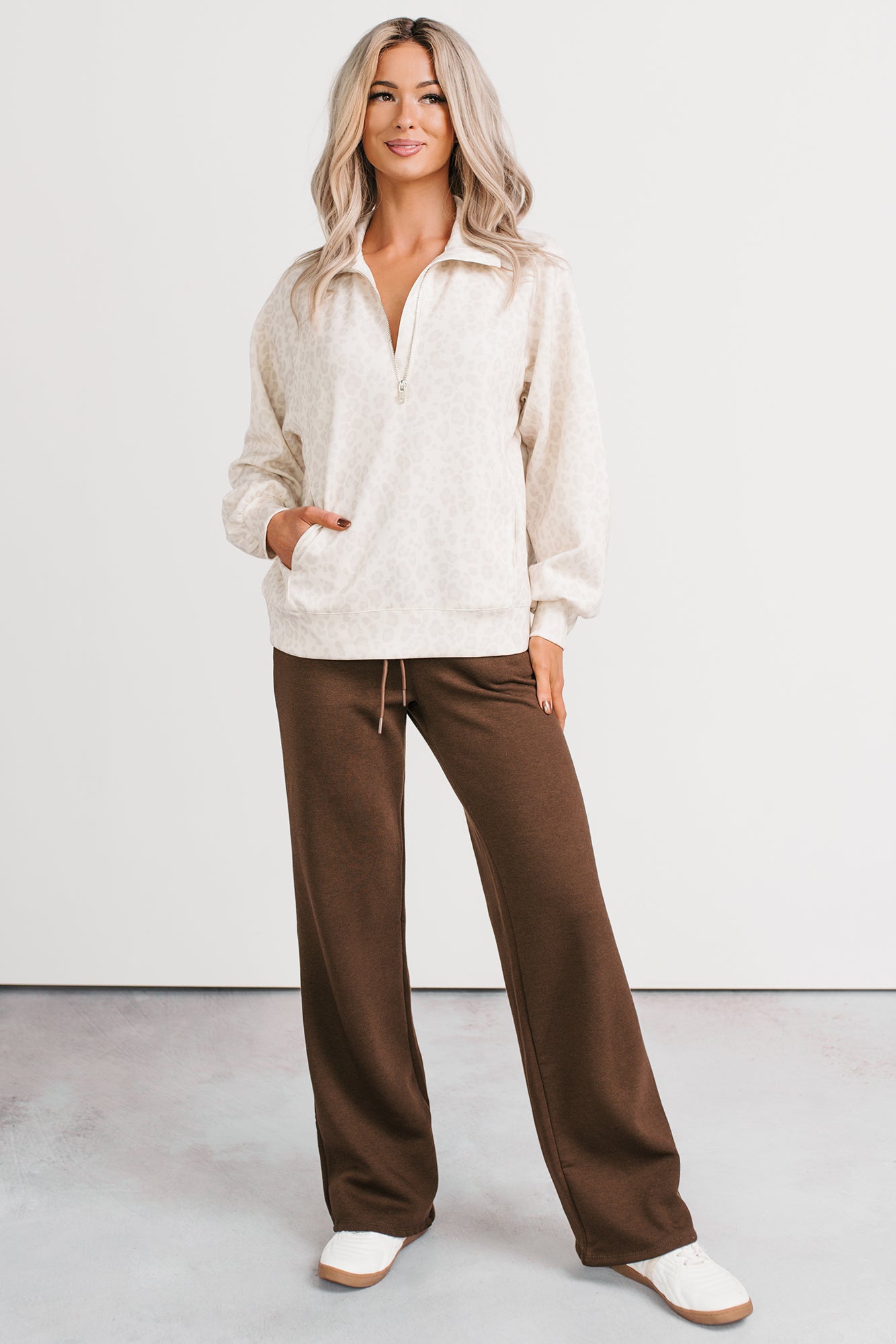 Simply Yours Soft Half-Zip Pullover (Leopard) - NanaMacs