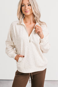 Simply Yours Soft Half-Zip Pullover (Leopard) - NanaMacs