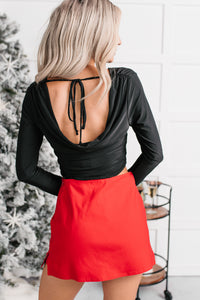 Chasing Time Cowl Neck Long Sleeve Top (Black) - NanaMacs