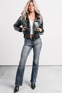 Show You How Faux Fur Hooded Puffer Jacket (Black) - NanaMacs