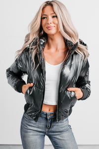Show You How Faux Fur Hooded Puffer Jacket (Black) - NanaMacs