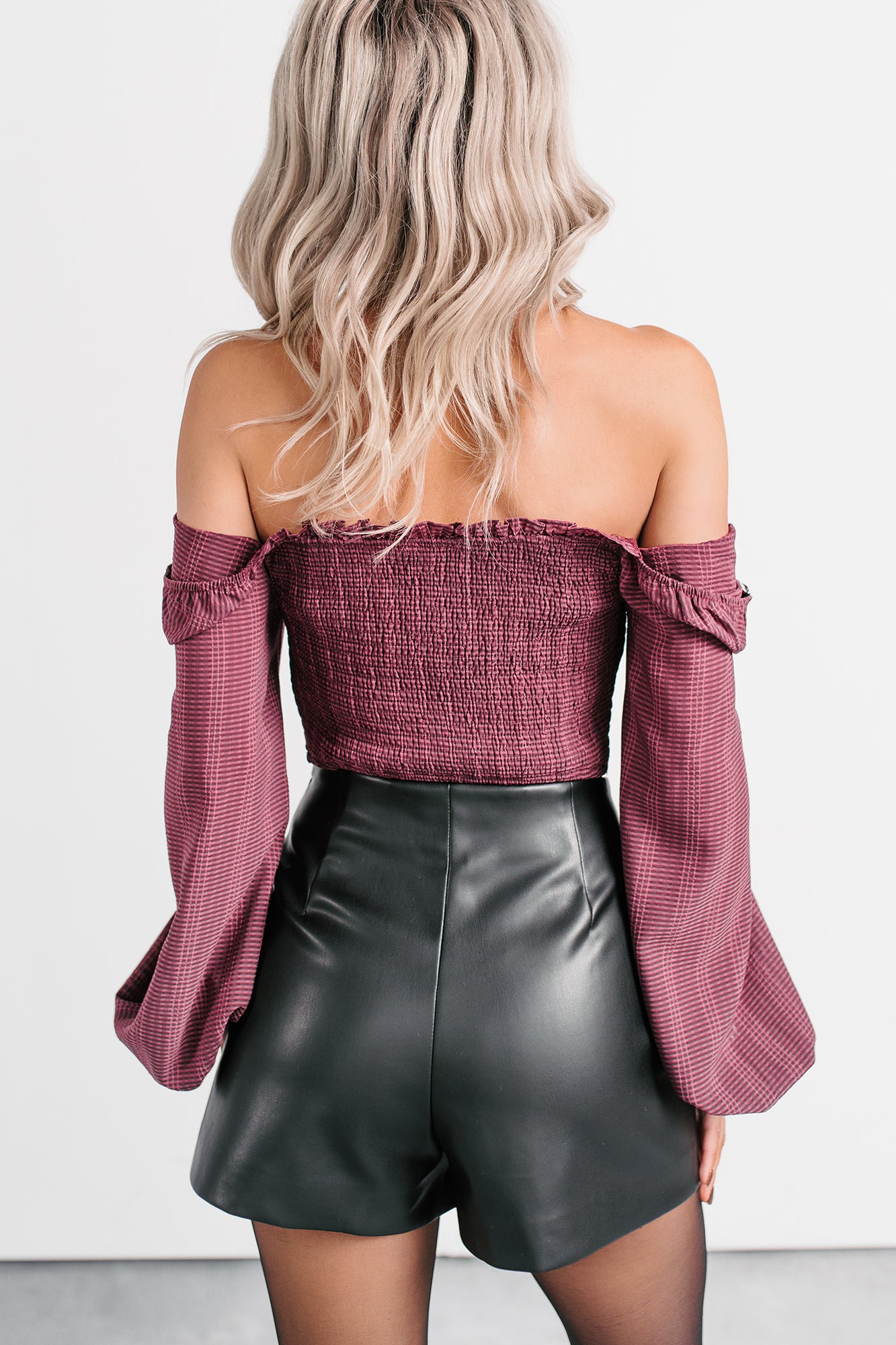 All Of My Love Corset Style Long Sleeve Top (Burgundy) - NanaMacs