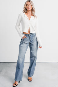 Blanket Hour Cable Knit Cropped Cardigan (Off-White) - NanaMacs