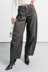 Fabian Wide Leg Denim Papermoon Jeans (Charcoal) - NanaMacs