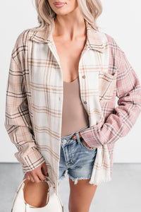 Chill Hour Oversized Mixed Plaid Shacket (Multi/Pink) - NanaMacs