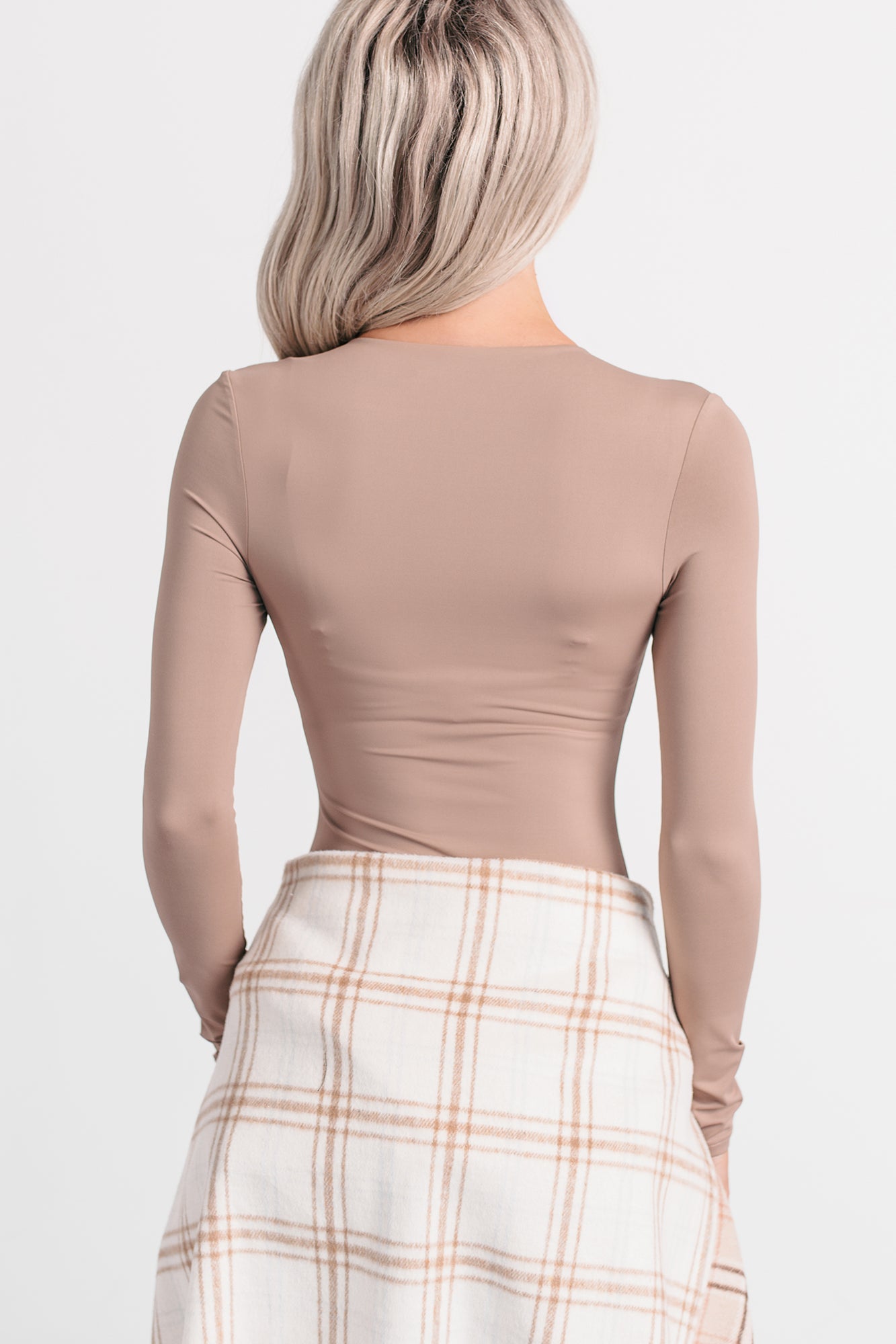 Daily Ease Long Sleeve V Neck Bodysuit (Mocha) - NanaMacs