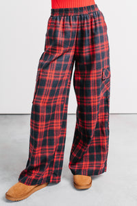 Call It A Night Wide Leg Plaid Lounge Pants (Red) - NanaMacs