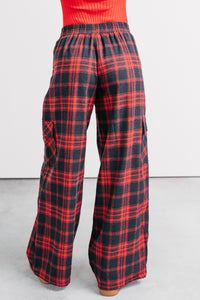 Call It A Night Wide Leg Plaid Lounge Pants (Red) - NanaMacs