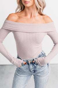 Risk It All Off-The Shoulder Ribbed Top (Elderberry) - NanaMacs