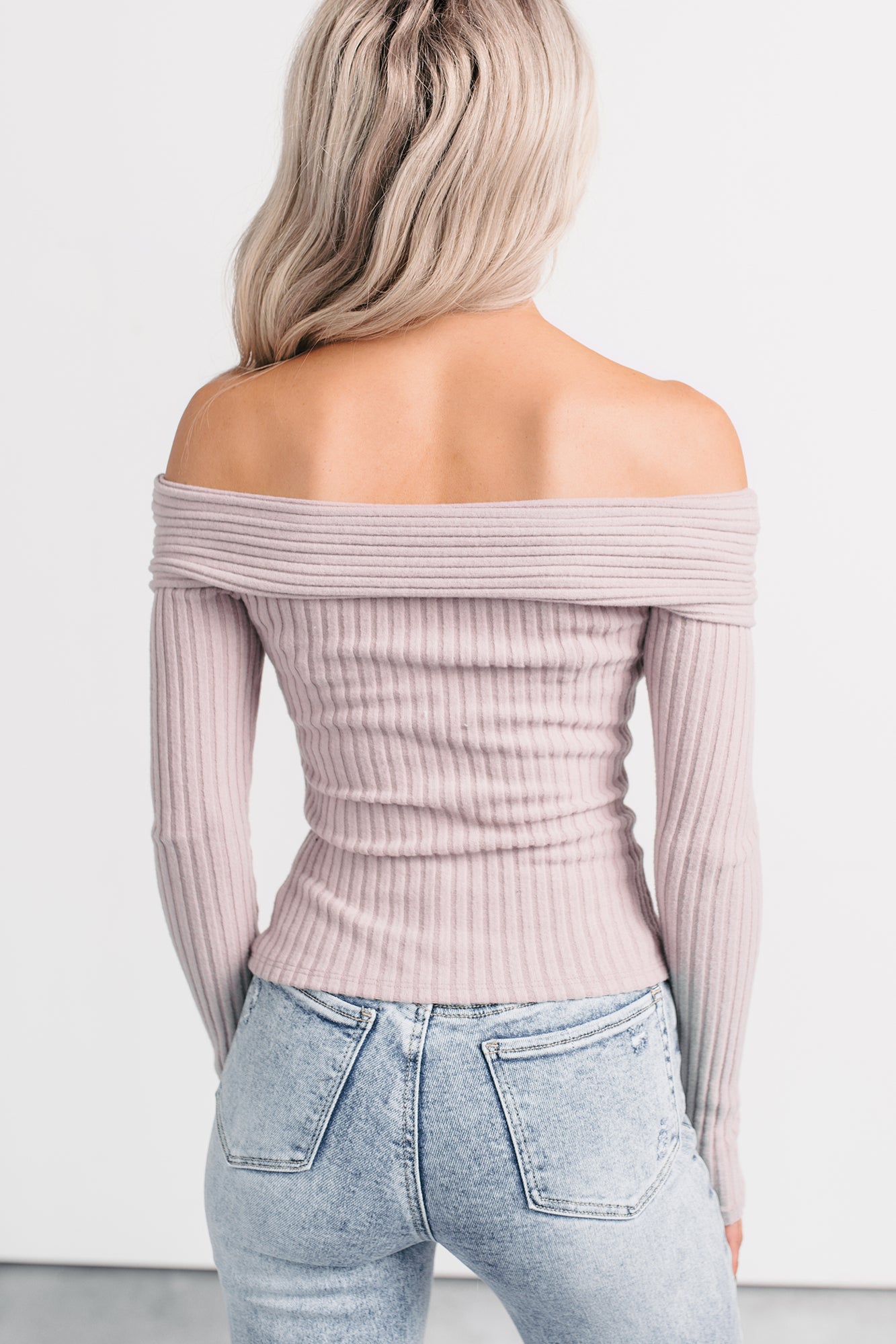 Risk It All Off-The Shoulder Ribbed Top (Elderberry) - NanaMacs