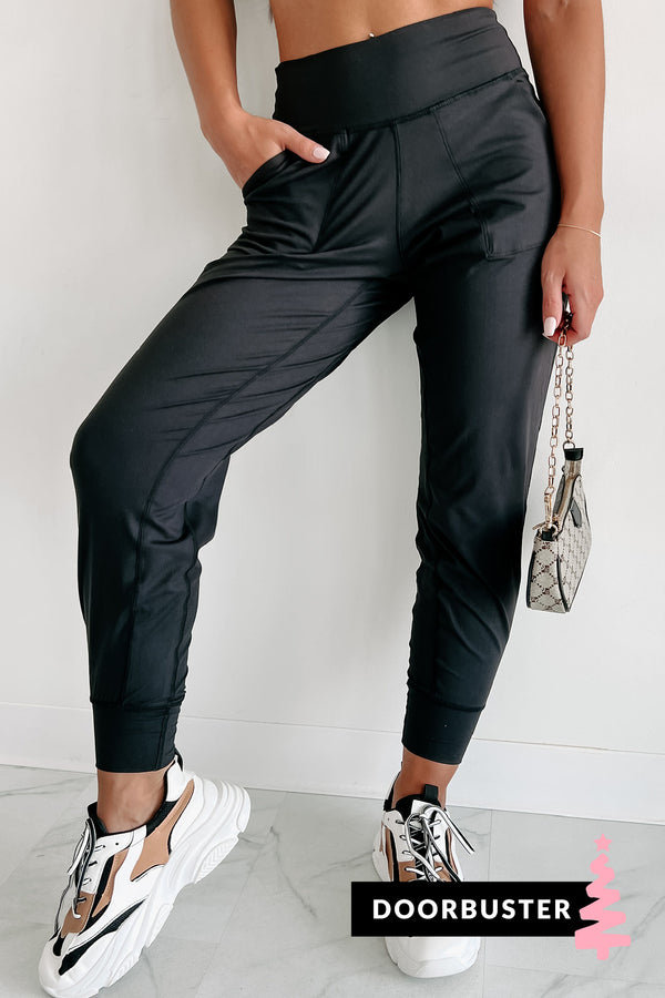 Doorbuster Late Night Trips High Waist Joggers (Black) - NanaMacs
