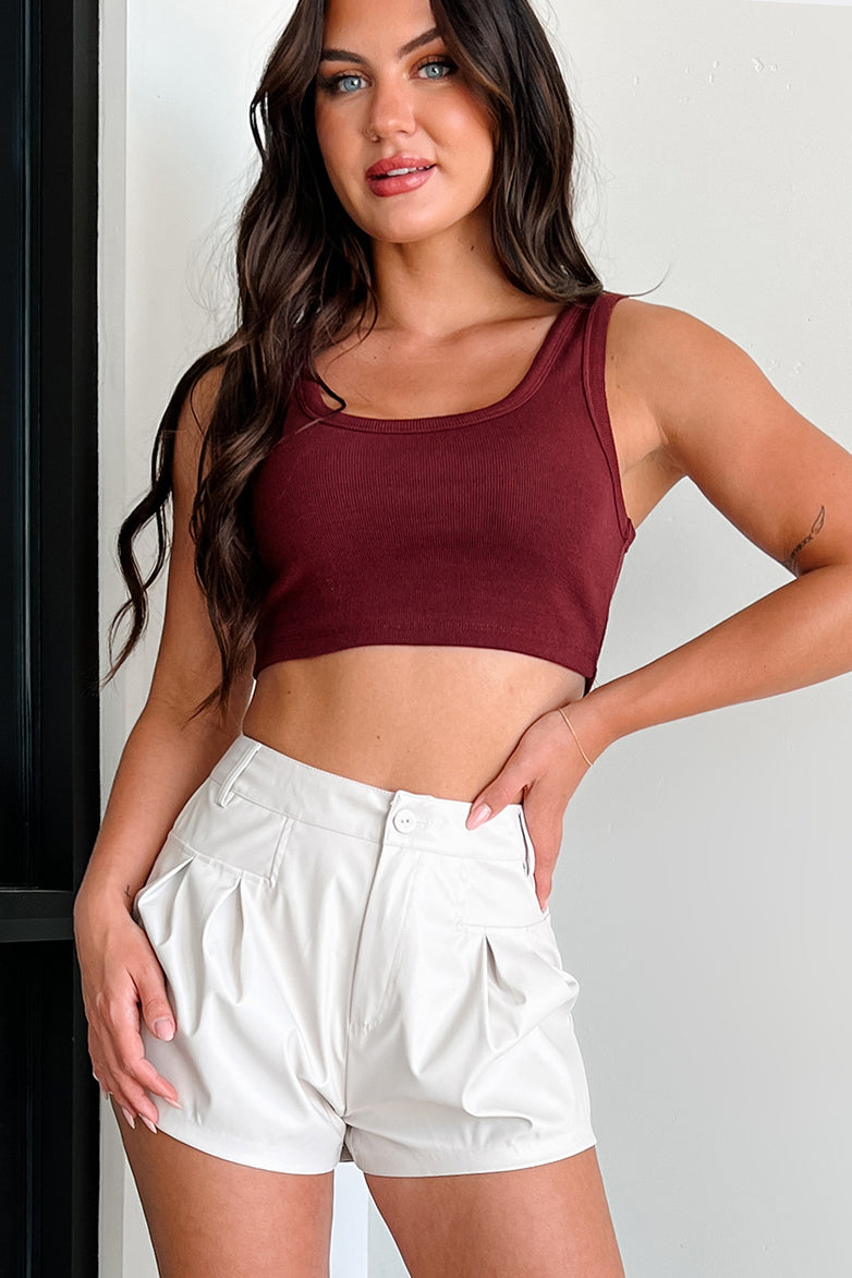 Just Basic Ribbed Crop Tank Top (Maroon)