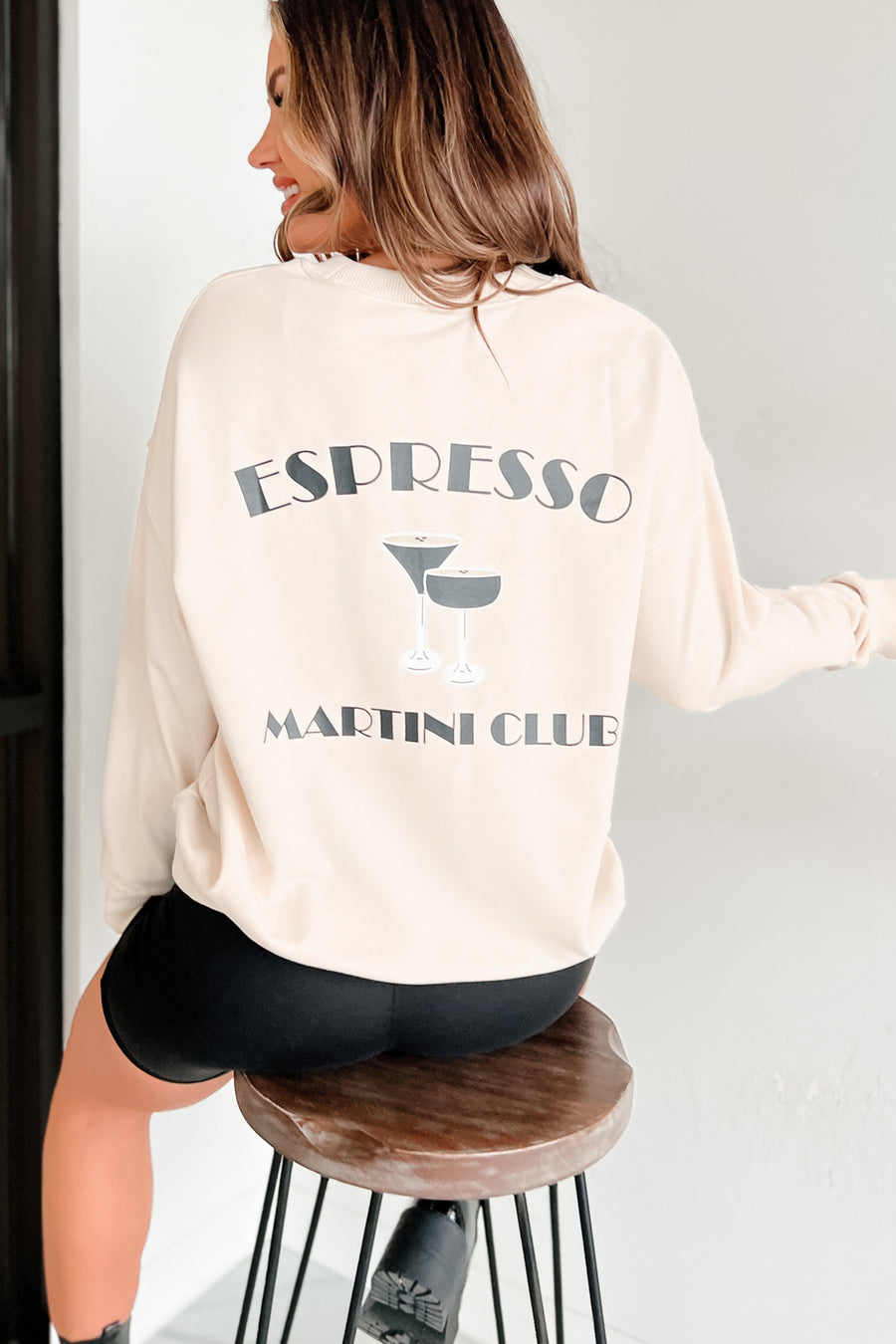 "Espresso Martini Club" Graphic Sweatshirt (Cream) - NanaMacs