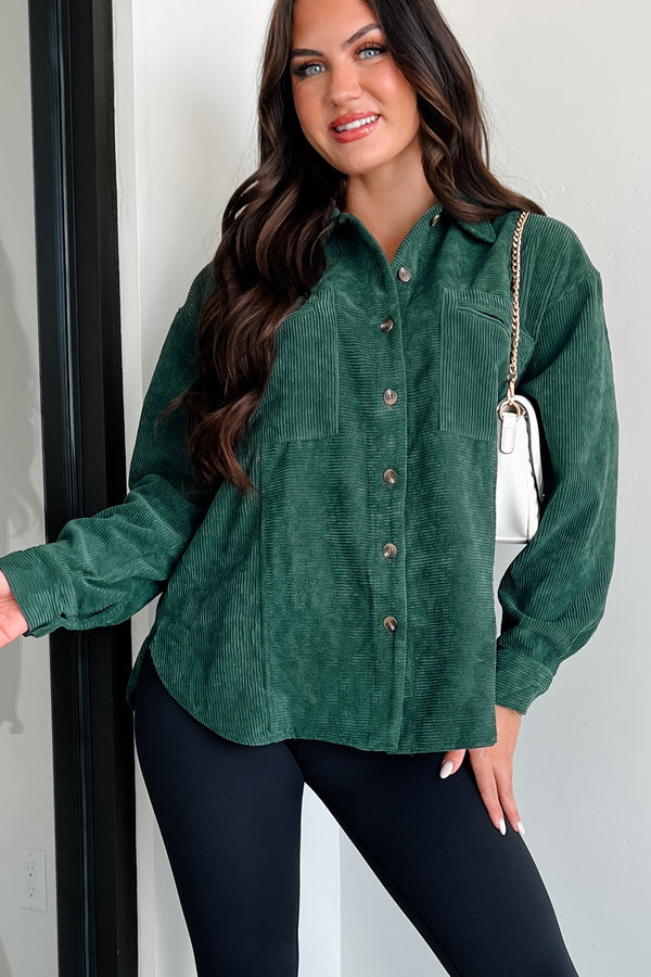 Forever Wandering Corduroy Shacket (Dark Green) - NanaMacs