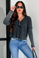 Morton Long Sleeve Henley Top (Charcoal) - NanaMacs