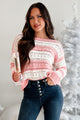 My Sweeter Side Open Knit Stripe Sweater (Pink) - NanaMacs