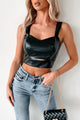 Memorable Encounter Faux Leather Crop Top (Black) - NanaMacs