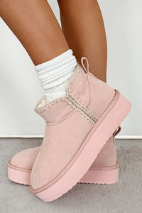 Sitka Style Contrast Stitch Platform Ankle Booties (Pink) - NanaMacs