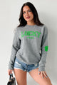 "LUCKY MAMA" Graphic Sweatshirt (Grey) - NanaMacs