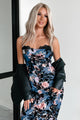 Certain Stunner Velvet Burnout Floral Mesh Midi Dress (Black) - NanaMacs