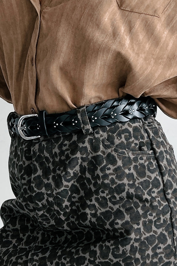 Deacon Braided Faux Leather Belt (Black) - NanaMacs