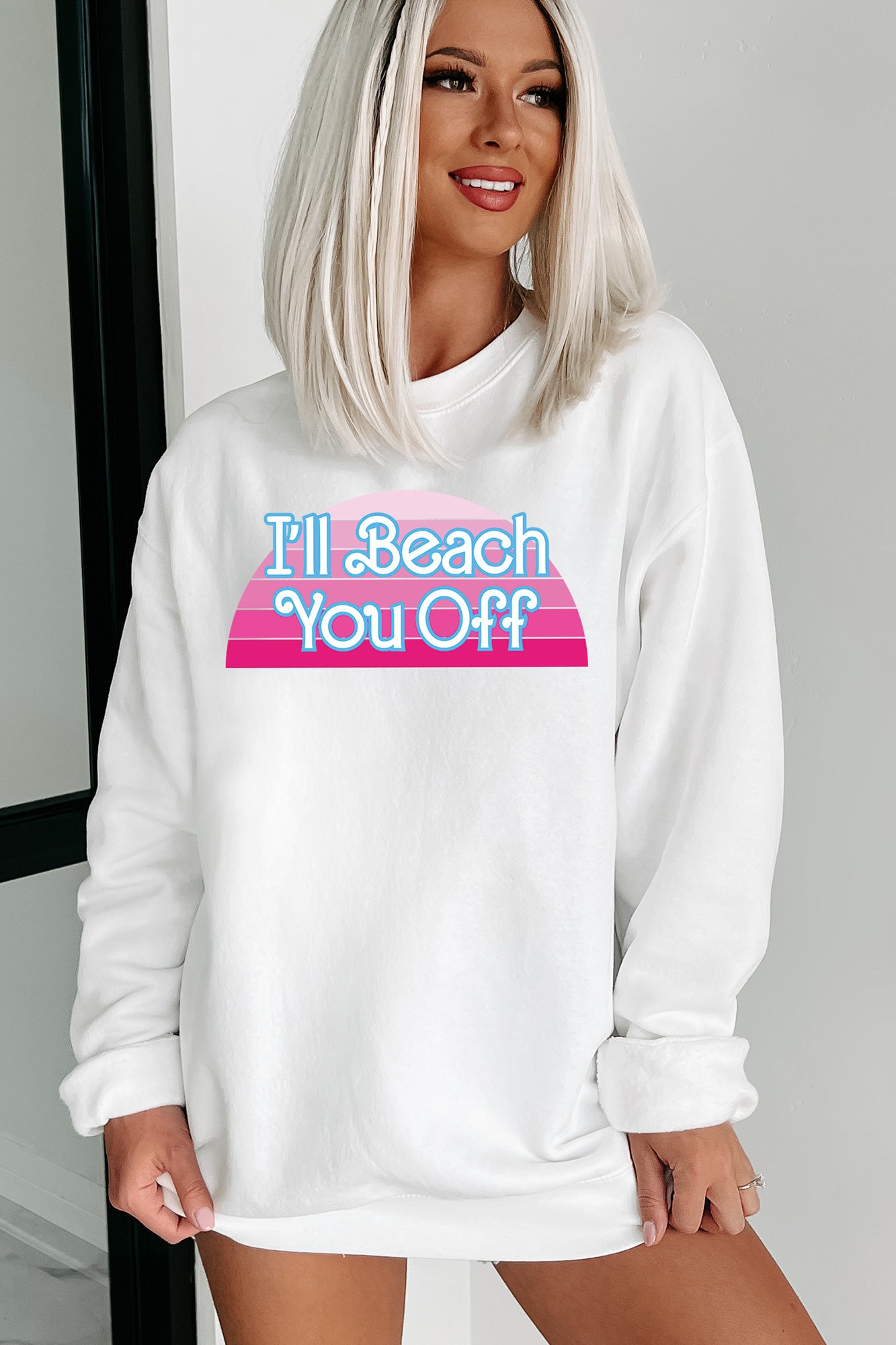 "I'll Beach You Off" Graphic - Multiple Shirt Options (White) - Print On Demand - NanaMacs