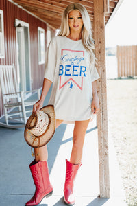 "Cowboy's & Beer" Graphic Tee (Bone) - NanaMacs