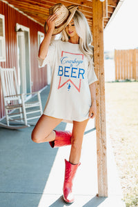 "Cowboy's & Beer" Graphic Tee (Bone) - NanaMacs