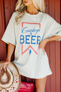 "Cowboy's & Beer" Graphic Tee (Bone) - NanaMacs