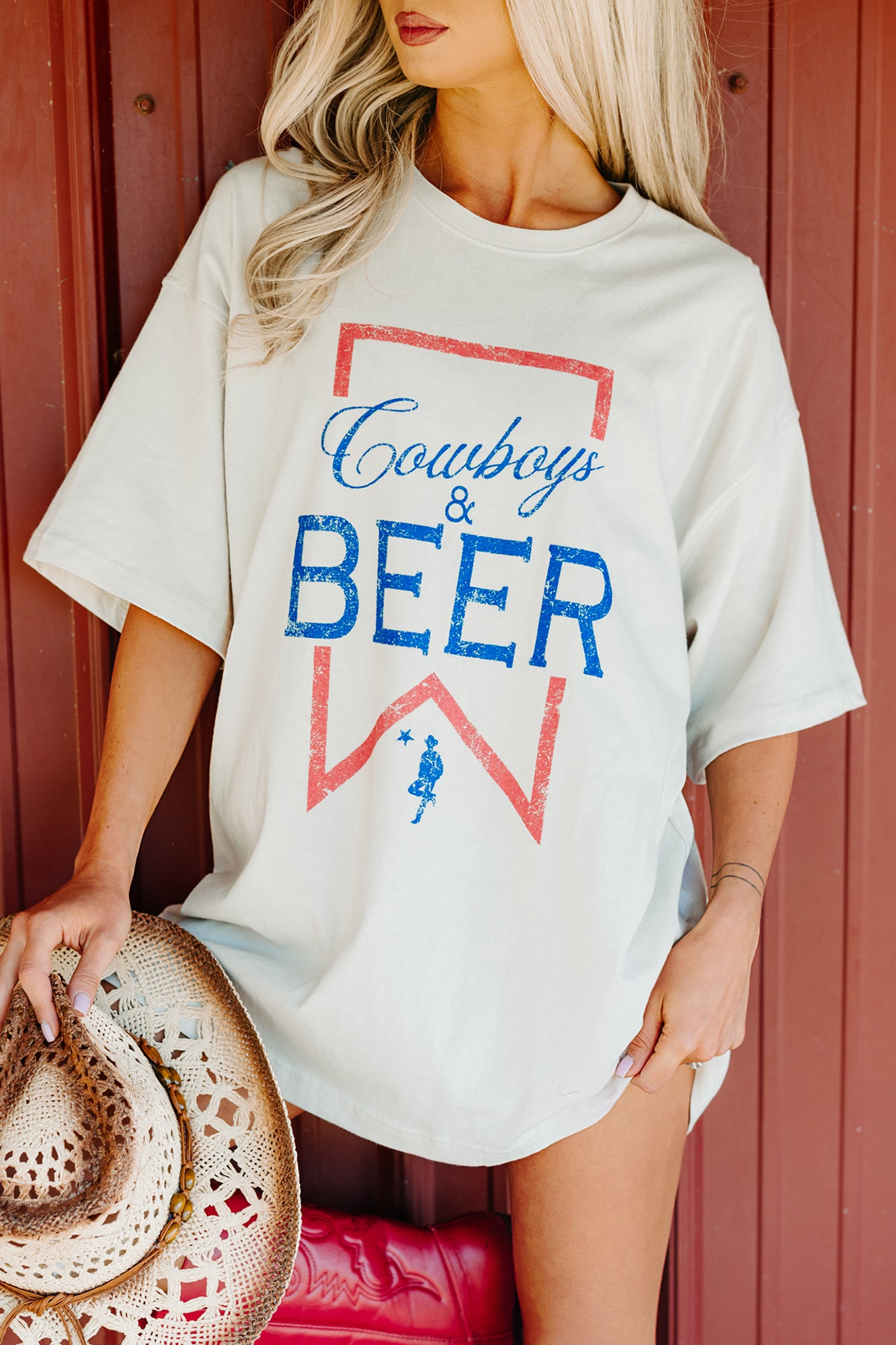 "Cowboy's & Beer" Graphic Tee (Bone) - NanaMacs