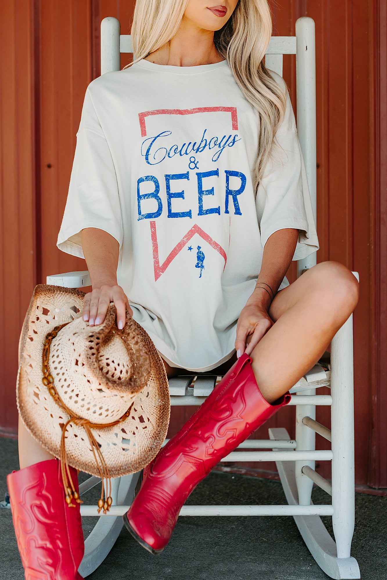 "Cowboy's & Beer" Graphic Tee (Bone) - NanaMacs
