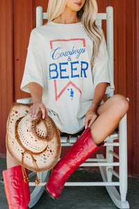 "Cowboy's & Beer" Graphic Tee (Bone) - NanaMacs