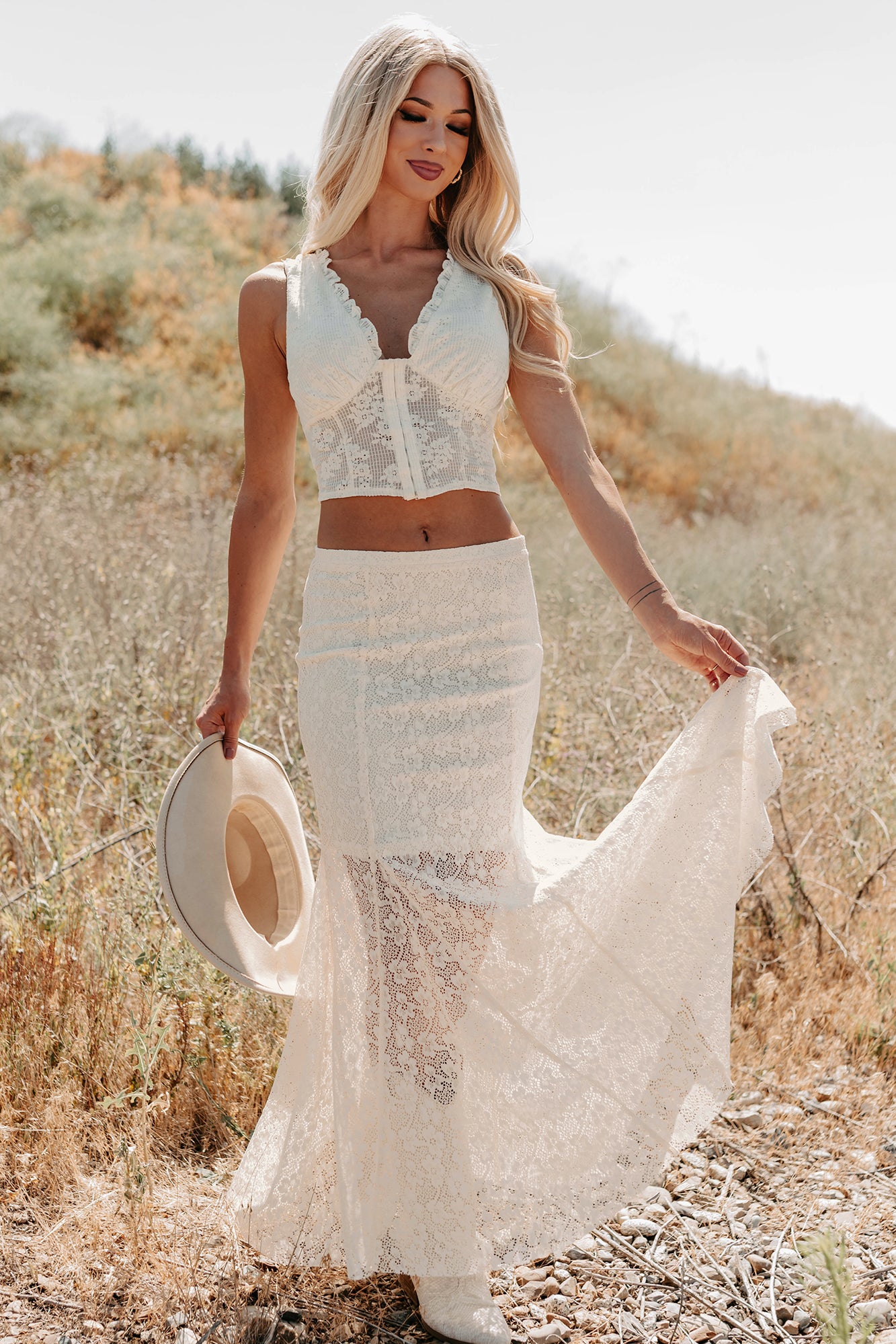 Hard Launch Love Floral Lace Maxi Skirt (Cream) · NanaMacs